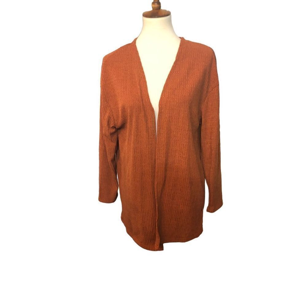 Vibrant rust orange Shein open front long line cardigan